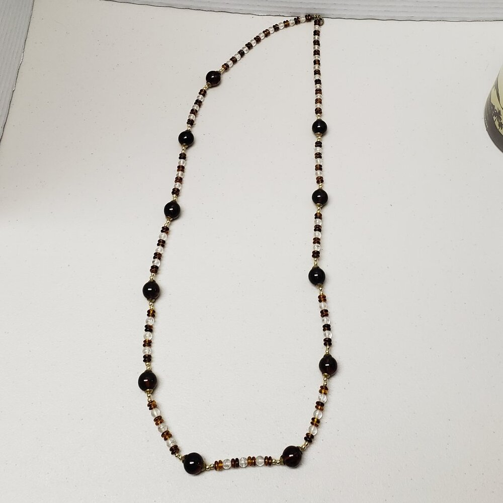 Necklace (Brown & Clear Beads)